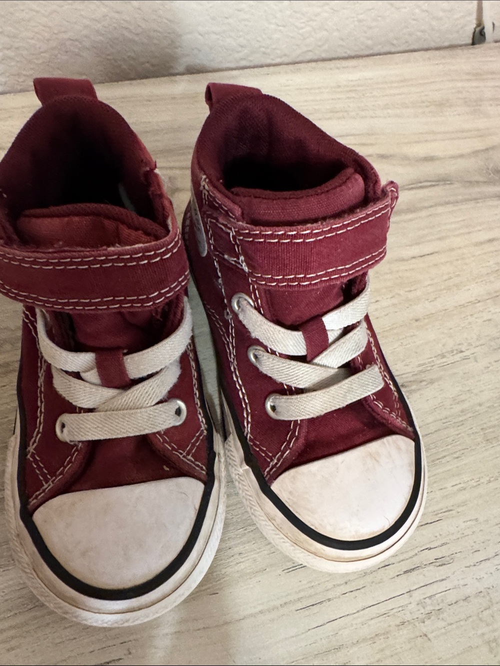 Converse Kids Burgundy High-Top Sneakers with White Laces